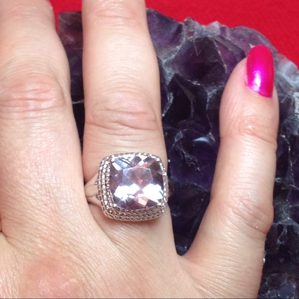 Hallmarked Silver Amethyst Ring - image 2